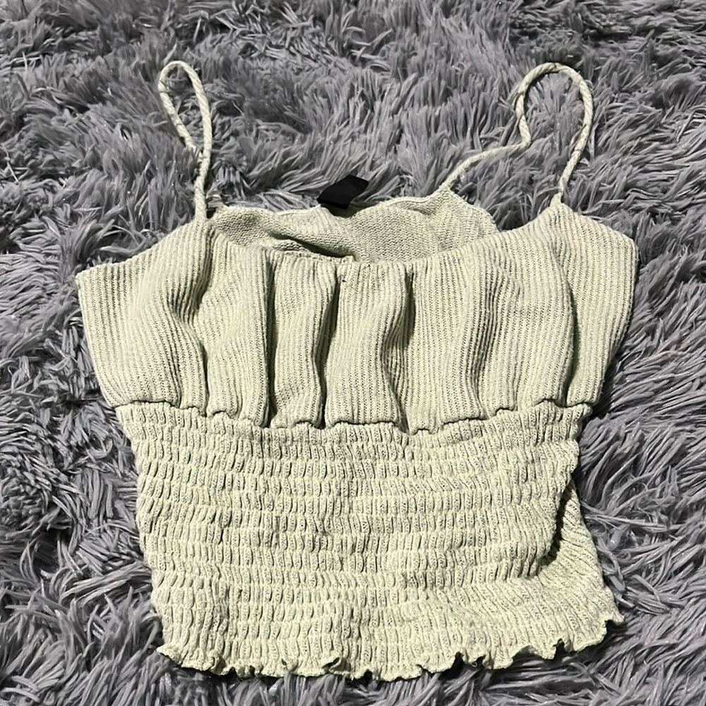 green spaghetti, strapped shirt